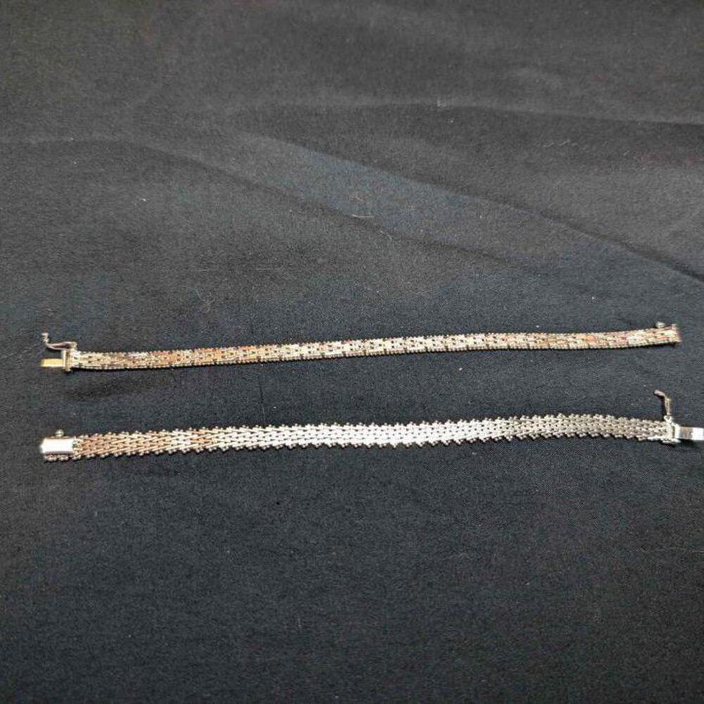Lot of (2) Amazing Vintage Italy 925 Sterling Silver Women Bangle Bracelet